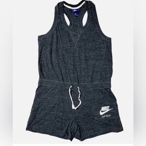 Womens Nike Just Do It Logo Charcoal Jumpsuit Shorts Sleeveless Sport Romper XL